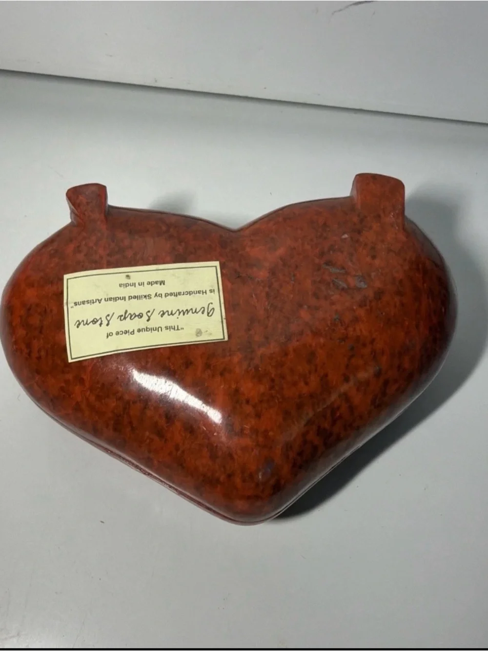 Hand Carved Soapstone Heart Trinket Box Roses India Jewelry Keepsake box